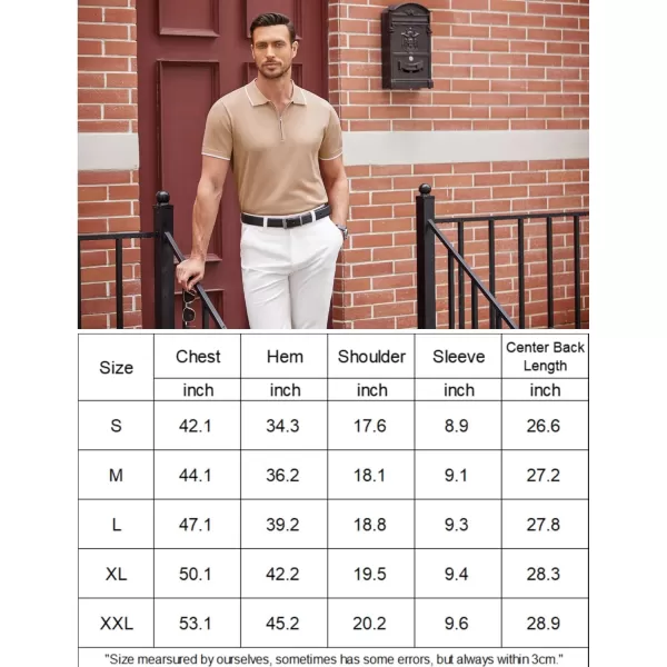 COOFANDY Mens Knit Polo Shirts Short Sleeve Quarter Zip Polo Casual Collar T Shirts Retro Polo Shirt Classic Golf Shirt