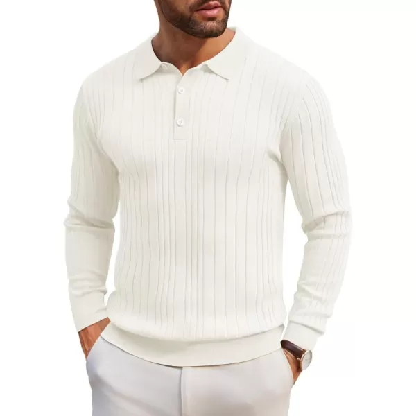 COOFANDY Men's Knit Polo Shirts Long Sleeve Casual Button Down Ribbed Polo Shirt Fashion Golf Shirts