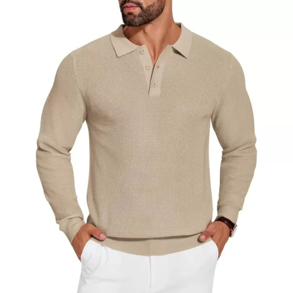COOFANDY Mens Knit Polo Shirts Long Sleeve Sweater Casual Polo Shirts Lightweight Collared T Shirts