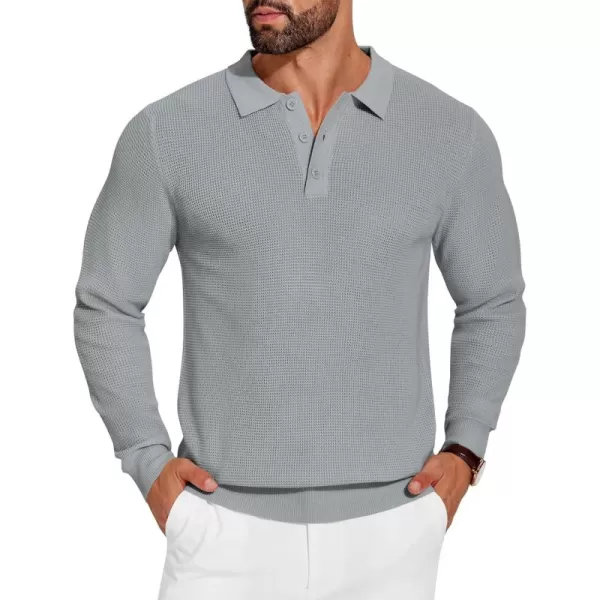 COOFANDY Mens Knit Polo Shirts Long Sleeve Sweater Casual Polo Shirts Lightweight Collared T Shirts