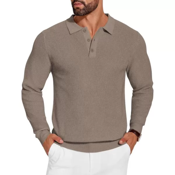 COOFANDY Mens Knit Polo Shirts Long Sleeve Sweater Casual Polo Shirts Lightweight Collared T Shirts