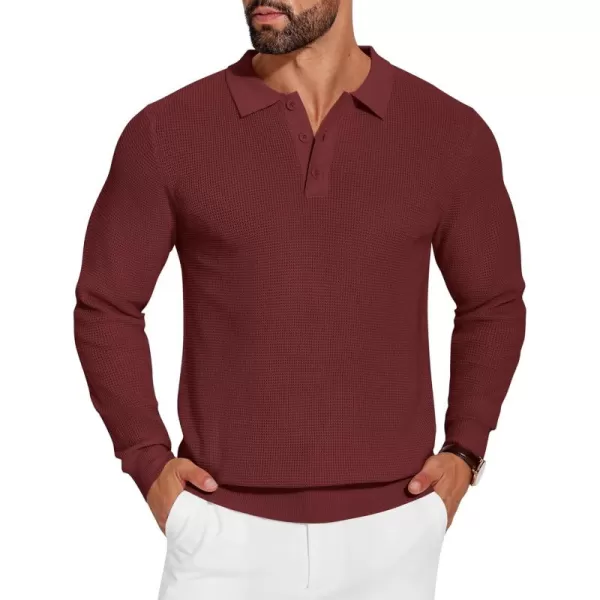 COOFANDY Mens Knit Polo Shirts Long Sleeve Sweater Casual Polo Shirts Lightweight Collared T Shirts