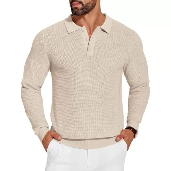 COOFANDY Mens Knit Polo Shirts Long Sleeve Sweater Casual Polo Shirts Lightweight Collared T Shirts