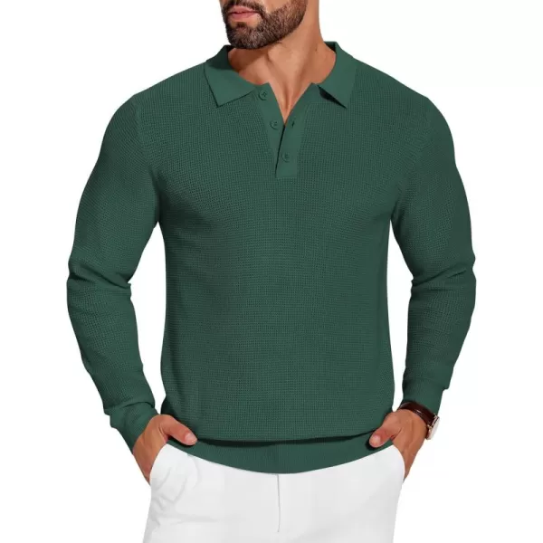 COOFANDY Mens Knit Polo Shirts Long Sleeve Sweater Casual Polo Shirts Lightweight Collared T Shirts