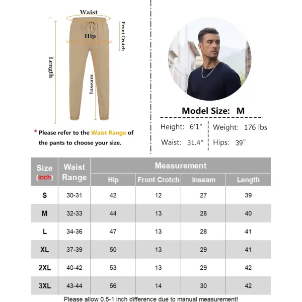COOFANDY Men's Casual Jogger Pants Cotton Lightweight Elastic Waist Drawstring Chinos Hiking Travel Pants