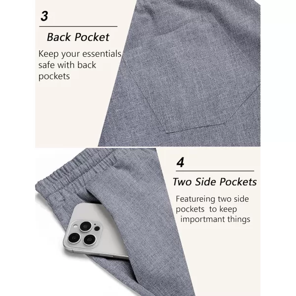 COOFANDY Mens Casual Pants Lightweight Drawstring Beach Pants Elastic Waist Linen Cropped Pants