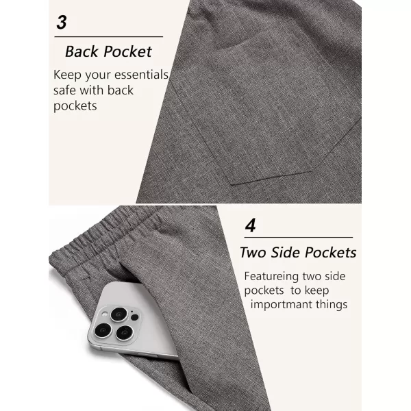 COOFANDY Mens Casual Pants Lightweight Drawstring Beach Pants Elastic Waist Linen Cropped Pants
