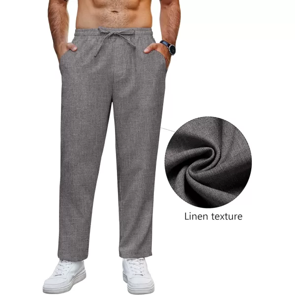 COOFANDY Mens Casual Pants Lightweight Drawstring Beach Pants Elastic Waist Linen Cropped Pants