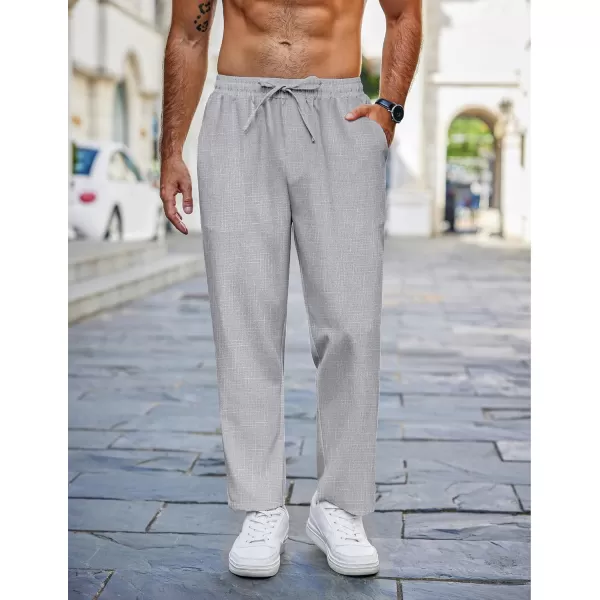 COOFANDY Mens Casual Pants Lightweight Drawstring Beach Pants Elastic Waist Linen Cropped Pants