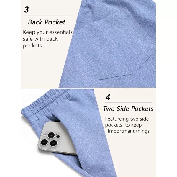 COOFANDY Mens Casual Pants Lightweight Drawstring Beach Pants Elastic Waist Linen Cropped Pants