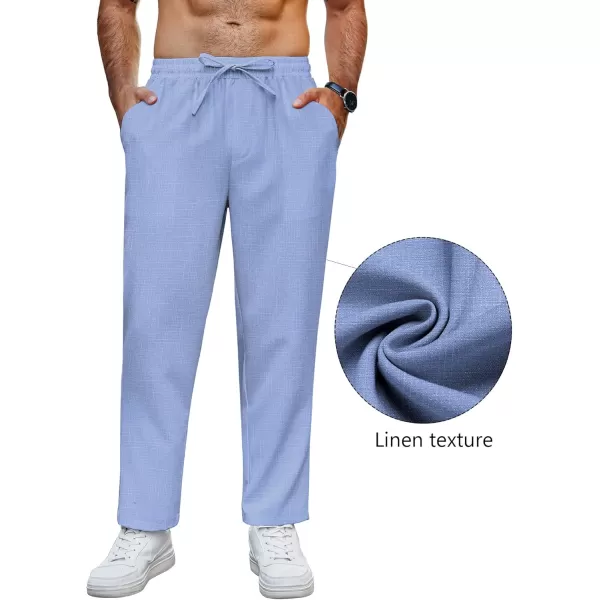 COOFANDY Mens Casual Pants Lightweight Drawstring Beach Pants Elastic Waist Linen Cropped Pants