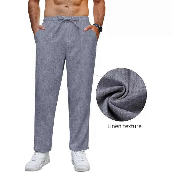 COOFANDY Mens Casual Pants Lightweight Drawstring Beach Pants Elastic Waist Linen Cropped Pants