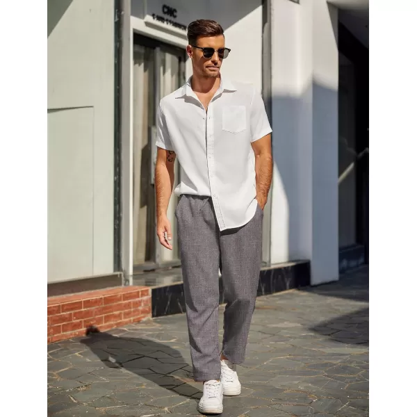 COOFANDY Mens Casual Pants Lightweight Drawstring Beach Pants Elastic Waist Linen Cropped Pants