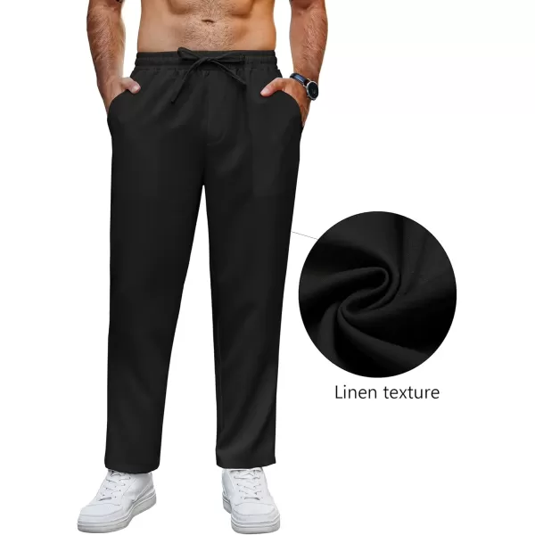 COOFANDY Mens Casual Pants Lightweight Drawstring Beach Pants Elastic Waist Linen Cropped Pants