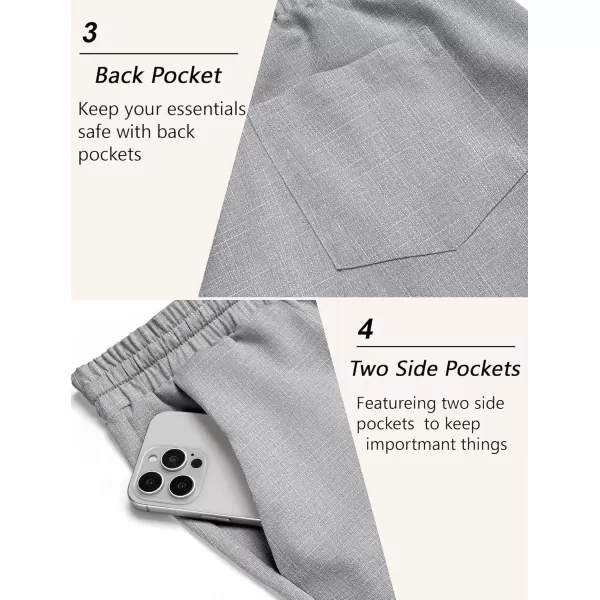 COOFANDY Mens Casual Pants Lightweight Drawstring Beach Pants Elastic Waist Linen Cropped Pants