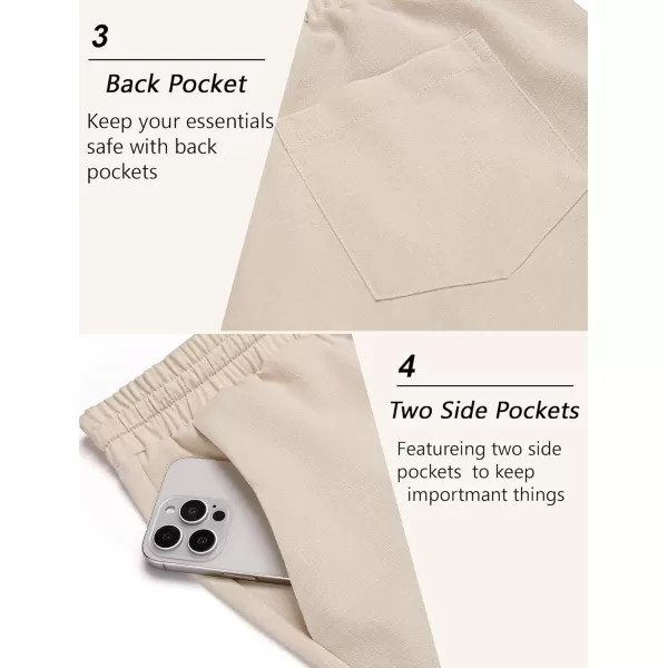 COOFANDY Mens Casual Pants Lightweight Drawstring Beach Pants Elastic Waist Linen Cropped Pants