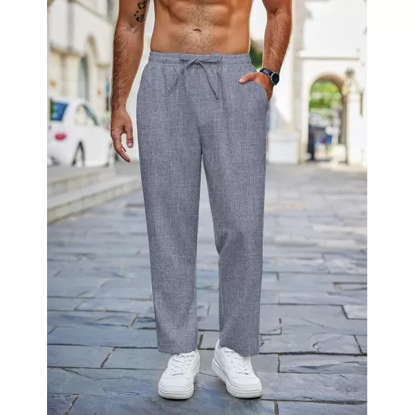 COOFANDY Mens Casual Pants Lightweight Drawstring Beach Pants Elastic Waist Linen Cropped Pants