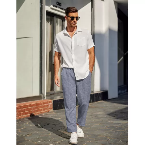 COOFANDY Mens Casual Pants Lightweight Drawstring Beach Pants Elastic Waist Linen Cropped Pants
