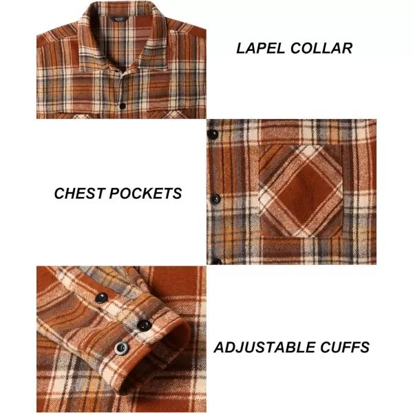 COOFANDY Men's Flannel Shirts Casual Button Down Plaid Shirt Jacket Long Sleeve Fleece Shacket with Pockets