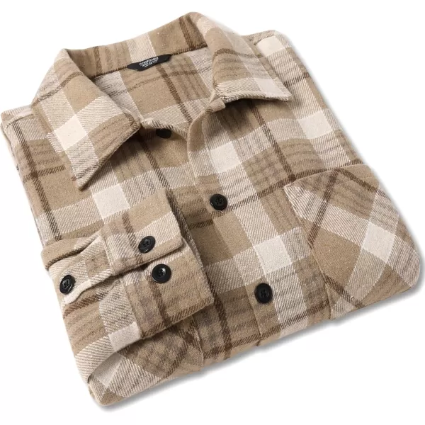COOFANDY Men's Flannel Shirts Casual Button Down Plaid Shirt Jacket Long Sleeve Fleece Shacket with Pockets