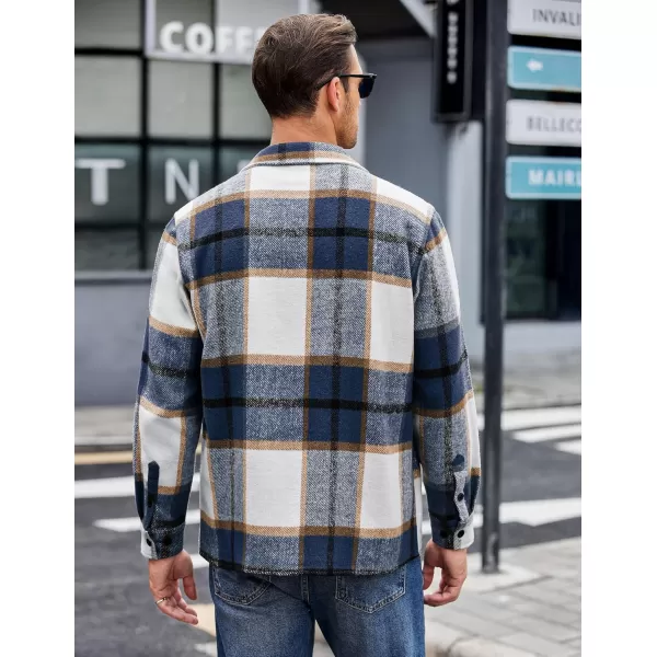 COOFANDY Men's Flannel Shirts Casual Button Down Plaid Shirt Jacket Long Sleeve Fleece Shacket with Pockets