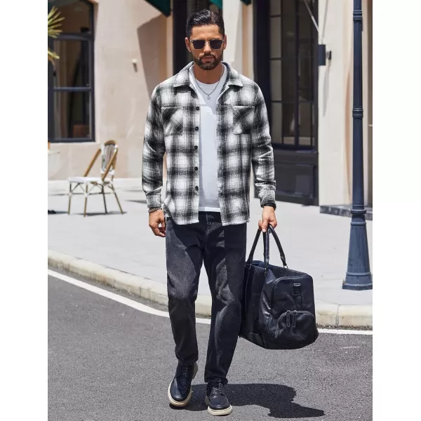 COOFANDY Men's Flannel Shirts Casual Button Down Plaid Shirt Jacket Long Sleeve Fleece Shacket with Pockets