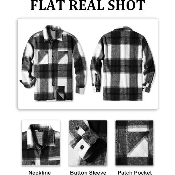 COOFANDY Men's Flannel Shirts Casual Button Down Plaid Shirt Jacket Long Sleeve Fleece Shacket with Pockets
