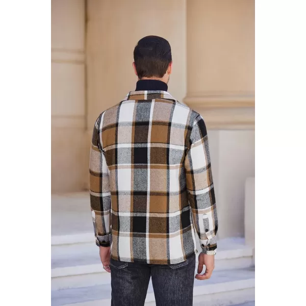 COOFANDY Men's Flannel Shirts Casual Button Down Plaid Shirt Jacket Long Sleeve Fleece Shacket with Pockets