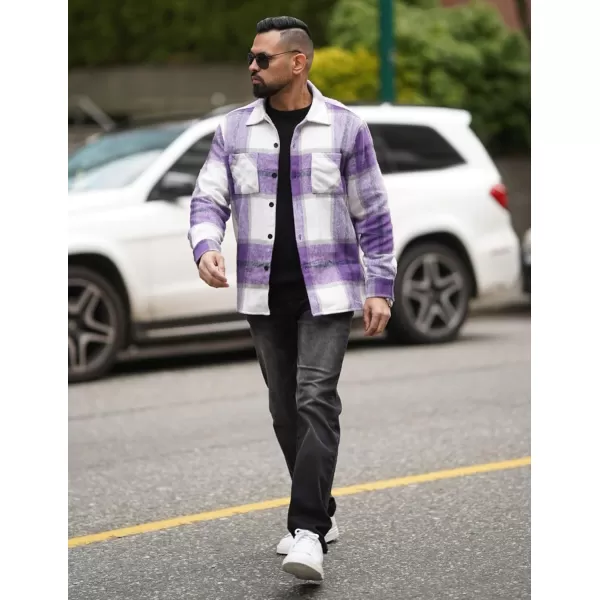 COOFANDY Men's Flannel Shirts Casual Button Down Plaid Shirt Jacket Long Sleeve Fleece Shacket with Pockets
