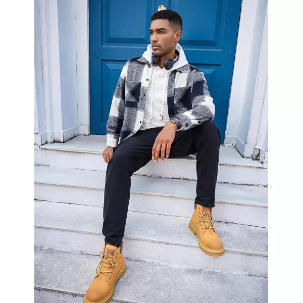COOFANDY Men's Flannel Shirts Casual Button Down Plaid Shirt Jacket Long Sleeve Fleece Shacket with Pockets