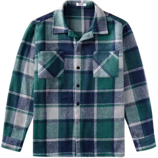 COOFANDY Men's Flannel Shirts Casual Button Down Plaid Shirt Jacket Long Sleeve Fleece Shacket with Pockets