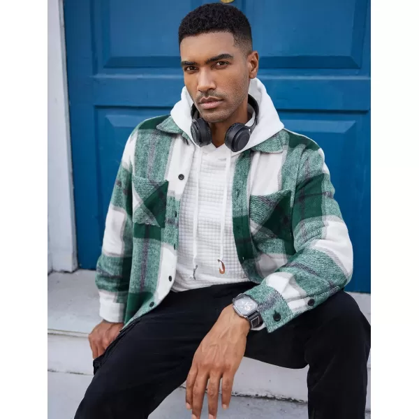 COOFANDY Men's Flannel Shirts Casual Button Down Plaid Shirt Jacket Long Sleeve Fleece Shacket with Pockets
