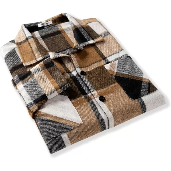 COOFANDY Men's Flannel Shirts Casual Button Down Plaid Shirt Jacket Long Sleeve Fleece Shacket with Pockets