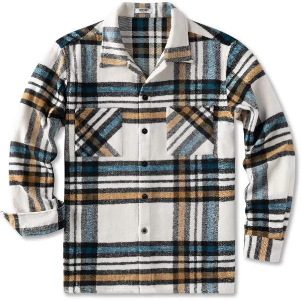 COOFANDY Men's Flannel Shirts Casual Button Down Plaid Shirt Jacket Long Sleeve Fleece Shacket with Pockets