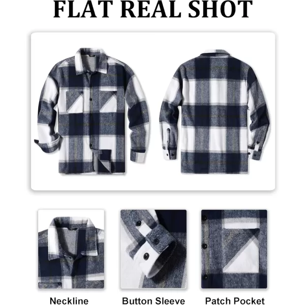 COOFANDY Men's Flannel Shirts Casual Button Down Plaid Shirt Jacket Long Sleeve Fleece Shacket with Pockets