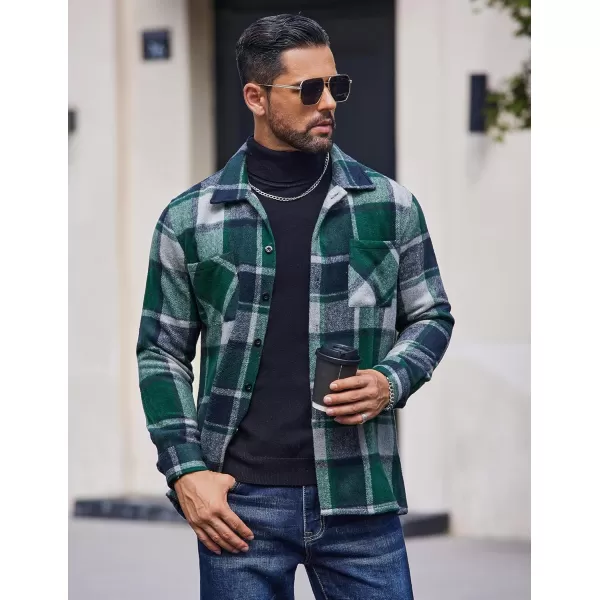 COOFANDY Men's Flannel Shirts Casual Button Down Plaid Shirt Jacket Long Sleeve Fleece Shacket with Pockets