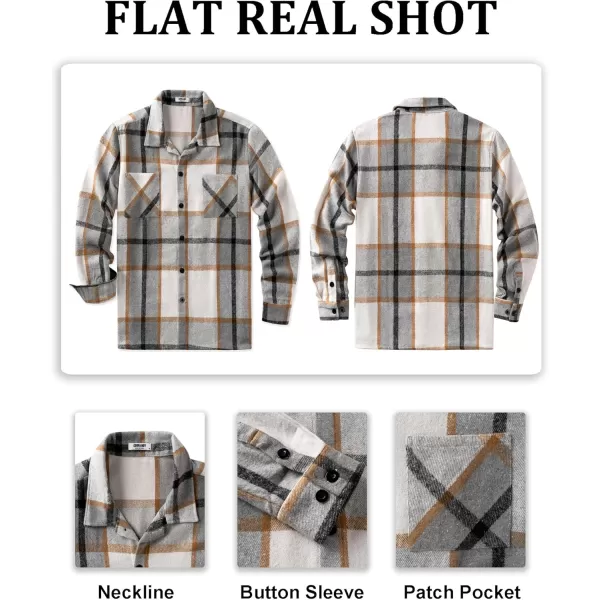 COOFANDY Men's Flannel Shirts Casual Button Down Plaid Shirt Jacket Long Sleeve Fleece Shacket with Pockets