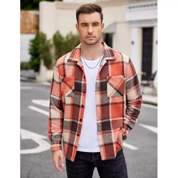 COOFANDY Men's Flannel Shirts Casual Button Down Plaid Shirt Jacket Long Sleeve Fleece Shacket with Pockets