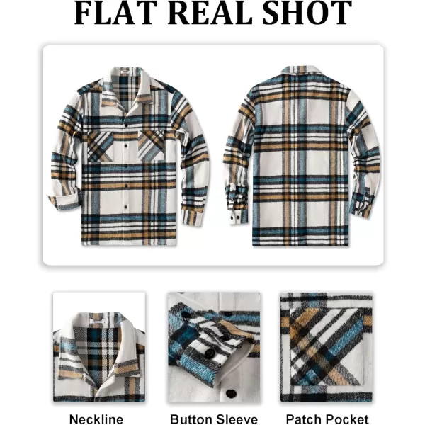 COOFANDY Men's Flannel Shirts Casual Button Down Plaid Shirt Jacket Long Sleeve Fleece Shacket with Pockets