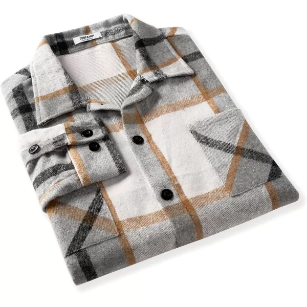 COOFANDY Men's Flannel Shirts Casual Button Down Plaid Shirt Jacket Long Sleeve Fleece Shacket with Pockets