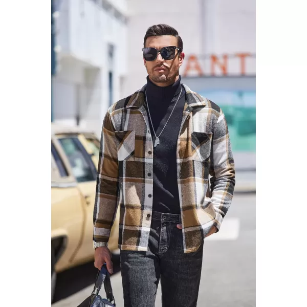 COOFANDY Men's Flannel Shirts Casual Button Down Plaid Shirt Jacket Long Sleeve Fleece Shacket with Pockets