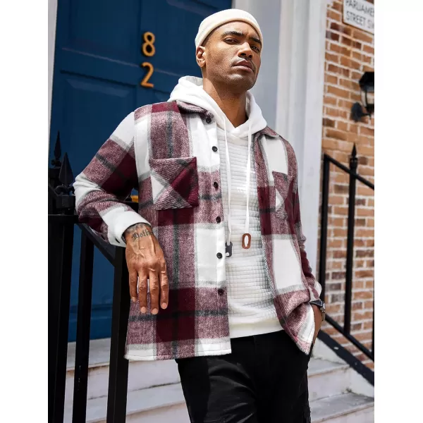 COOFANDY Men's Flannel Shirts Casual Button Down Plaid Shirt Jacket Long Sleeve Fleece Shacket with Pockets