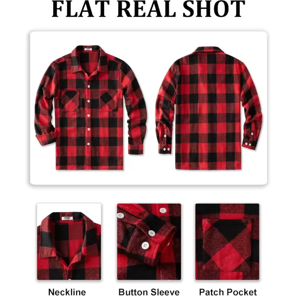 COOFANDY Men's Flannel Shirts Casual Button Down Plaid Shirt Jacket Long Sleeve Fleece Shacket with Pockets