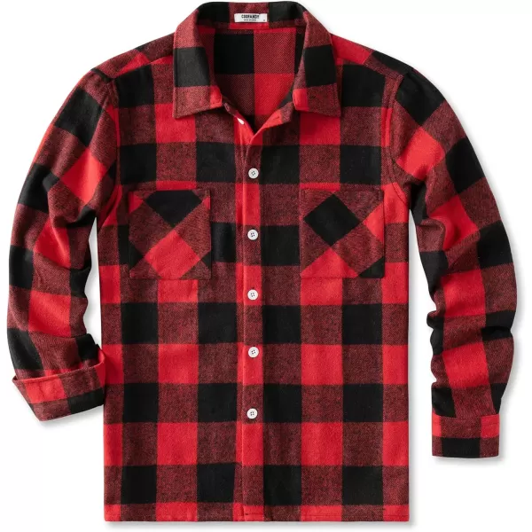 COOFANDY Men's Flannel Shirts Casual Button Down Plaid Shirt Jacket Long Sleeve Fleece Shacket with Pockets