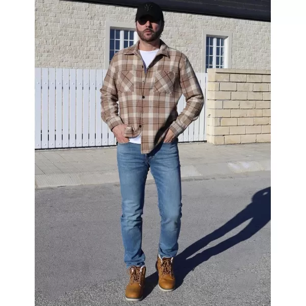 COOFANDY Men's Flannel Shirts Casual Button Down Plaid Shirt Jacket Long Sleeve Fleece Shacket with Pockets