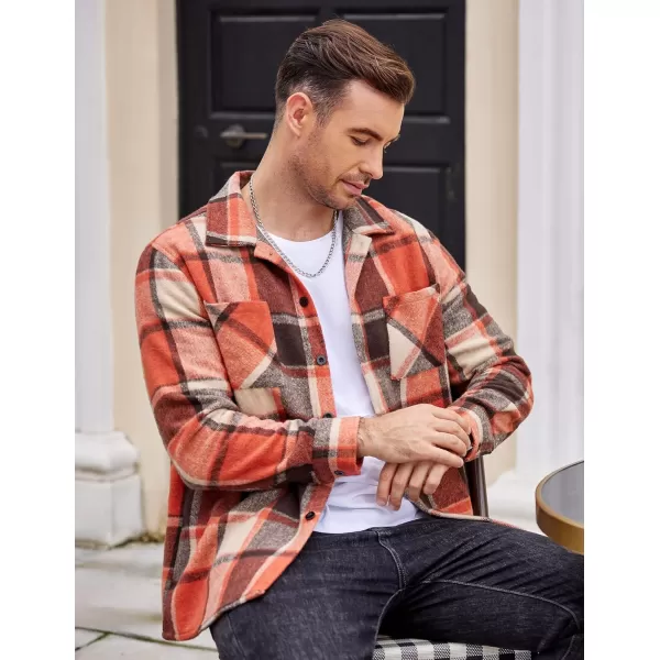 COOFANDY Men's Flannel Shirts Casual Button Down Plaid Shirt Jacket Long Sleeve Fleece Shacket with Pockets