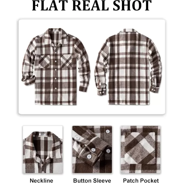 COOFANDY Men's Flannel Shirts Casual Button Down Plaid Shirt Jacket Long Sleeve Fleece Shacket with Pockets