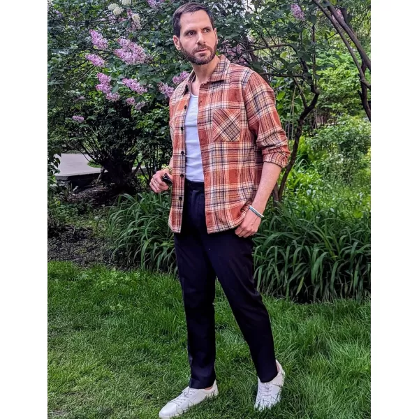 COOFANDY Men's Flannel Shirts Casual Button Down Plaid Shirt Jacket Long Sleeve Fleece Shacket with Pockets