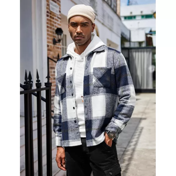 COOFANDY Men's Flannel Shirts Casual Button Down Plaid Shirt Jacket Long Sleeve Fleece Shacket with Pockets