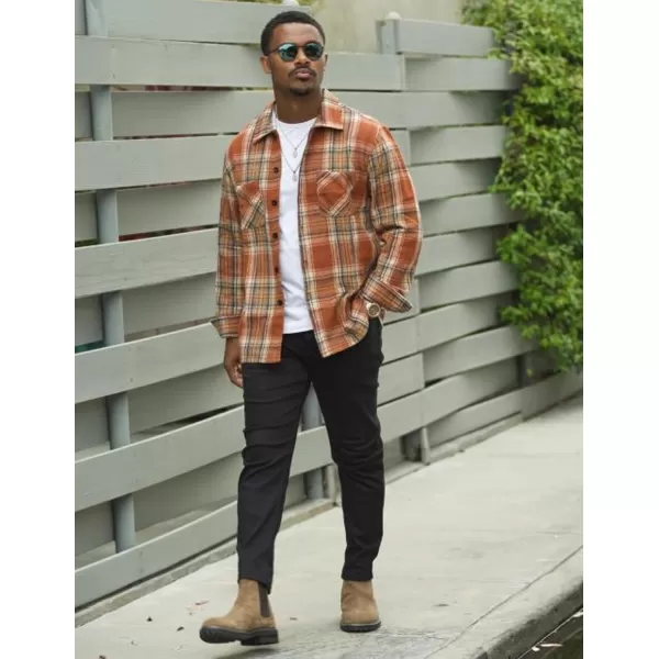COOFANDY Men's Flannel Shirts Casual Button Down Plaid Shirt Jacket Long Sleeve Fleece Shacket with Pockets